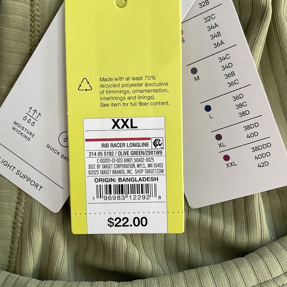 All In Motion Green Longline Sports Bra - Picture 8 of 9